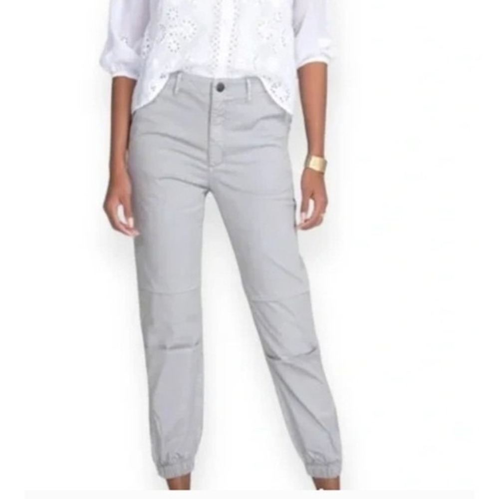 Johnny Was Cropped Jogger Mila Pants Womens 4 Gray Zip Leg Chino Cotton‎ Pockets